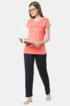 Senora Essentials Cotton Pyjama Set - Peach Black — thumbnail 4