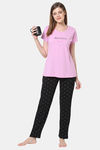 Senora Essentials Cotton Pyjama Set - Pink Black — thumbnail 4