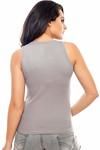 Zivame Rib Knit Cotton Snug Fit Tank Top- Grey — thumbnail 2