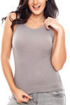 Zivame Rib Knit Cotton Snug Fit Tank Top- Grey — thumbnail 3