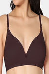 Incare Double Layered Non Wired Medium Coverage T-Shirt Bra - Coffee — thumbnail 4