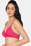 Incare Double Layered Non Wired Medium Coverage T-Shirt Bra - Magenta — thumbnail 3