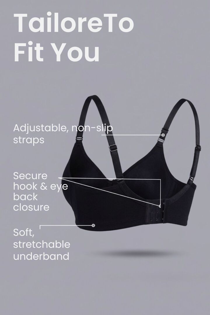 Incare Non Padded Non Wired Full Coverage T-Shirt Bra - Black — image 7