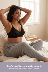 Incare Non Padded Non Wired Full Coverage T-Shirt Bra - Black — thumbnail 8