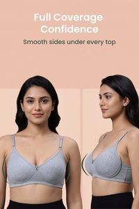 Incare Non Padded Non Wired Full Coverage T-Shirt Bra - Grey — thumbnail 4