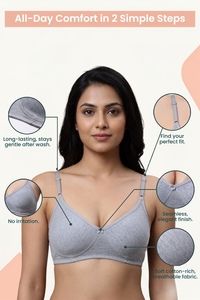 Incare Non Padded Non Wired Full Coverage T-Shirt Bra - Grey — thumbnail 5