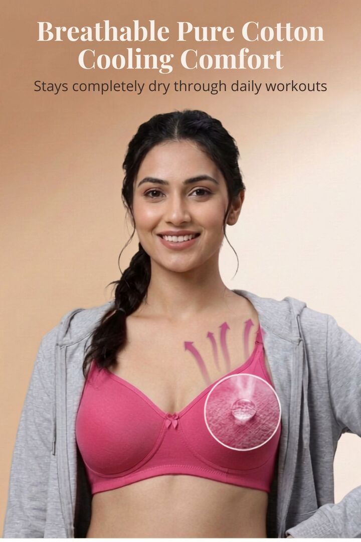 Incare Non Padded Non Wired Full Coverage T-Shirt Bra - Magenta — image 5