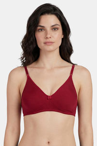 Incare Non Padded Non Wired Full Coverage T-Shirt Bra - Maroon — thumbnail 1