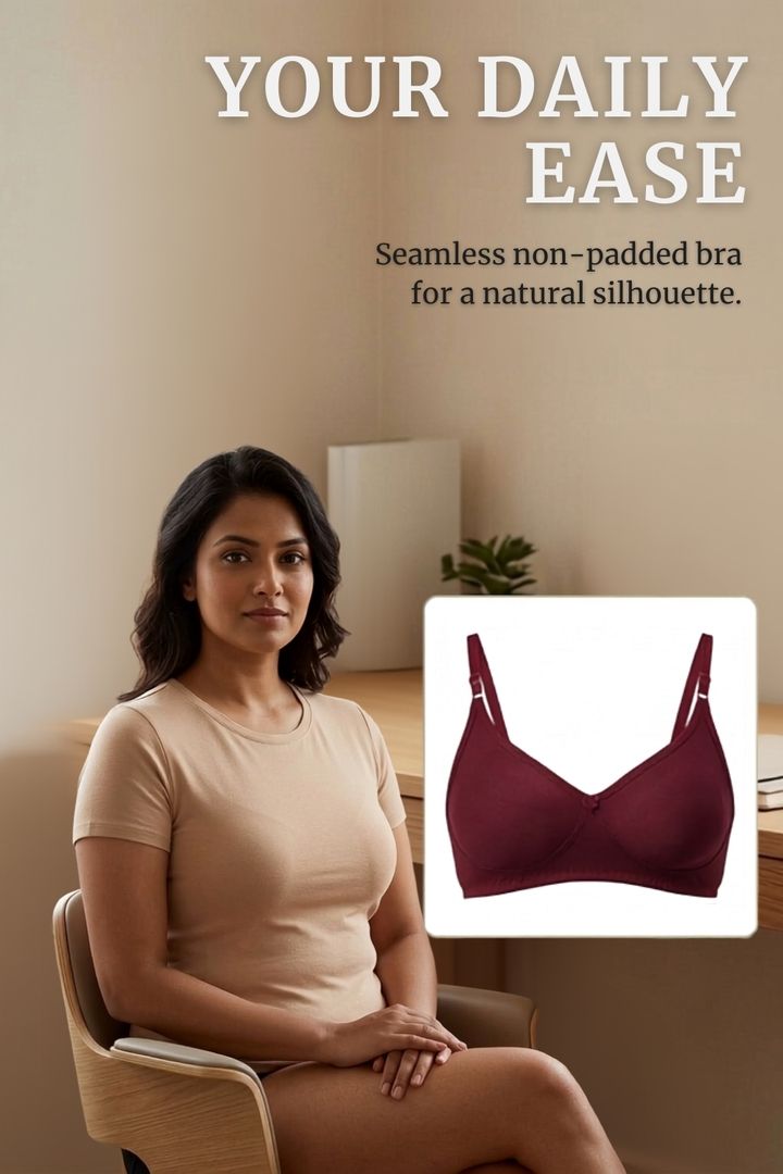 Incare Non Padded Non Wired Full Coverage T-Shirt Bra - Maroon — image 7