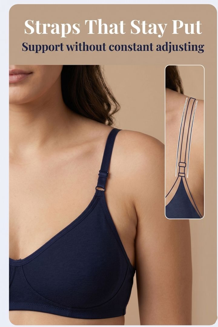 Incare Non Padded Non Wired Full Coverage T-Shirt Bra - Navyblue — image 5