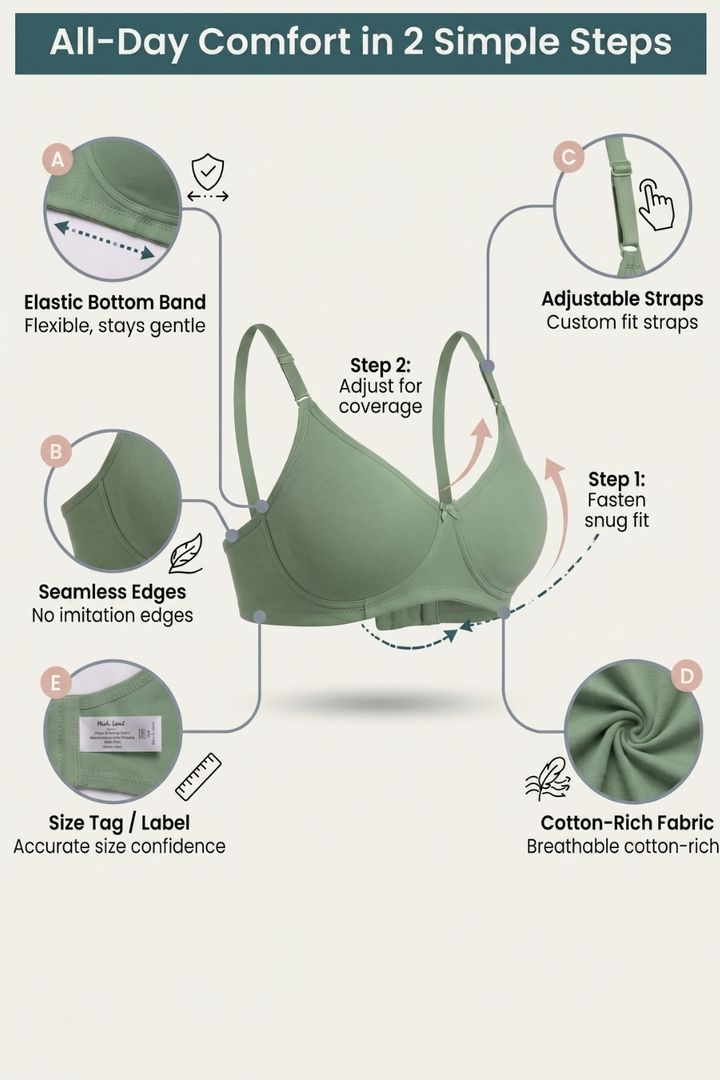 Incare Non Padded Non Wired Full Coverage T-Shirt Bra - Olive — image 6
