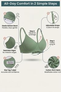 Incare Non Padded Non Wired Full Coverage T-Shirt Bra - Olive — thumbnail 6