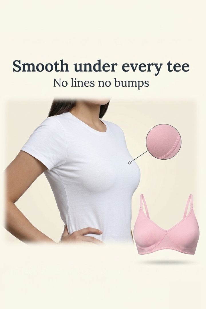 Incare Non Padded Non Wired Full Coverage T-Shirt Bra - Pink — image 6