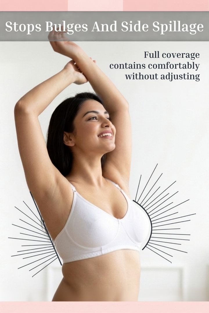 Incare Non Padded Non Wired Full Coverage T-Shirt Bra - White — image 7