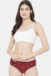 Bleeding Heart Medium Rise Full Coverage Bikini Panty - Maroon — thumbnail 4