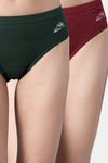 Bleeding Heart Medium Rise Full Coverage Bikini Panty (Pack of 2) - Green Maroon — thumbnail 1