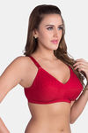 Rajnie Double Layered Non Wired Full Coverage Minimiser Bra - Red — thumbnail 3