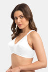 Rajnie Double Layered Non Wired Full Coverage Minimiser Bra - White  — thumbnail 3