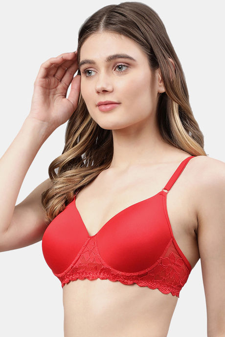 Cukoo Padded Wired Full Coverage T-Shirt Bra - Red — image 2