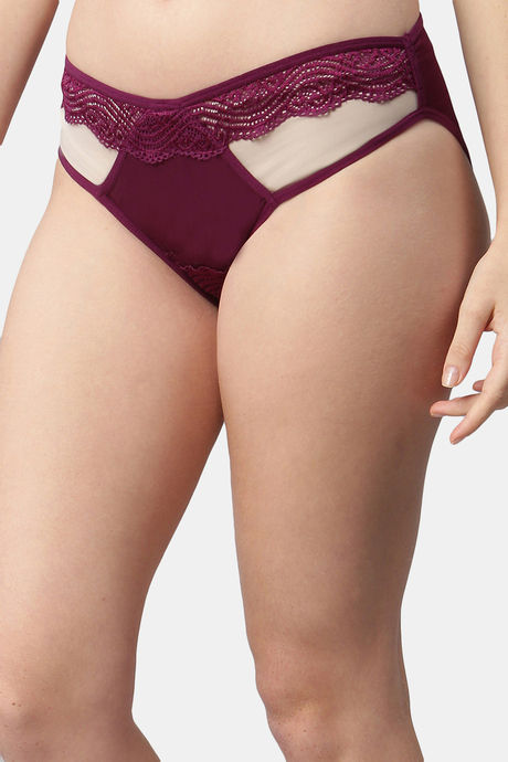 CUKOO Medium Rise Half Coverage Bikini Panty - Burgundy — image 2