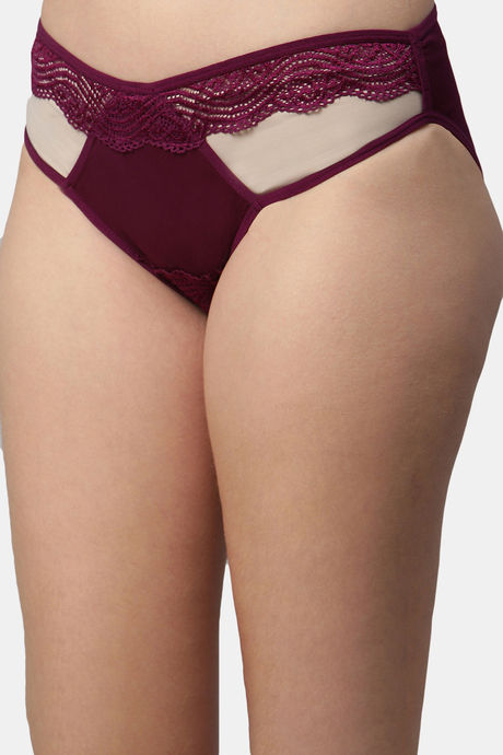 CUKOO Medium Rise Half Coverage Bikini Panty - Burgundy — image 4