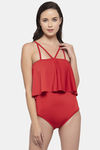 Cukoo Slip-On Swimdress With Removable Pads - Red — thumbnail 1