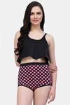 CUKOO Padded Polka Dot Two Piece Tankini - Pink — thumbnail 1