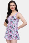 CUKOO Padded Floral Swimdress - Purple — thumbnail 3