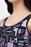 CUKOO Padded Geometric Printed Swimdress - Purple — thumbnail 4