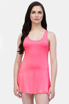 CUKOO Padded Solid Swimdress - Pink — thumbnail 1