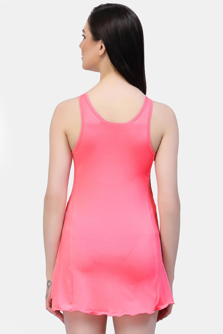 CUKOO Padded Solid Swimdress - Pink — image 2