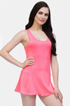 CUKOO Padded Solid Swimdress - Pink — thumbnail 3