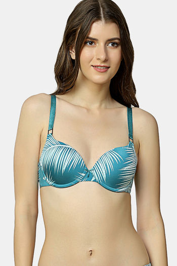 Triumph Padded Wired Medium Coverage T-Shirt Bra - Green Dark Combination