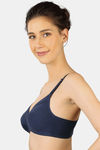 Triumph Double Layered Non Wired Medium Coverage T-Shirt Bra - Blue Black — thumbnail 3