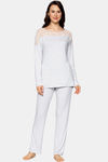 Triumph Amourette 01 Long Sleeve Soft Fabric Sustainable Pyjama Set - Medium Grey Melange — thumbnail 1