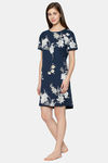Triumph Relaxed Fit Cotton Knee length Loungewear Dress - Blue Combination — thumbnail 3