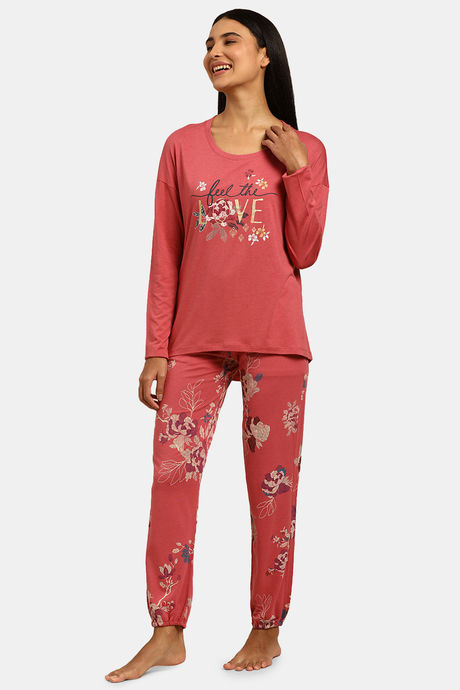 Triumph Organic Cotton Loungewear Set - Pink Dark Combination — image 2