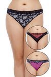 Zivame Ultra Soft Lace Kissed Thong (Pack of 3)- Multicolor — thumbnail 8