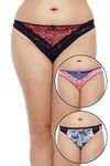 Zivame Ultra Soft Black And Blue Print Thong (Pack of 3)- Multicolor — thumbnail 1