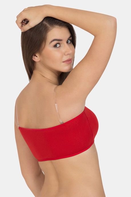 Tweens Double Layered Wirefree Tube Bra With Removable Cookie - Red — image 3