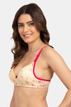 Tweens Padded Non Wired Full Coverage T-Shirt Bra - Cream Floral Print — thumbnail 4