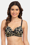 Tweens Padded Non Wired Full Coverage T-Shirt Bra - Black N Golden Print — thumbnail 1