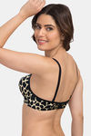 Tweens Padded Non Wired Full Coverage T-Shirt Bra - Black N Golden Print — thumbnail 3