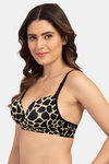 Tweens Padded Non Wired Full Coverage T-Shirt Bra - Black N Golden Print — thumbnail 4