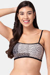Tweens Padded Non-Wired Full Coverage Tube Bra - White N Black Leopard Print — thumbnail 3