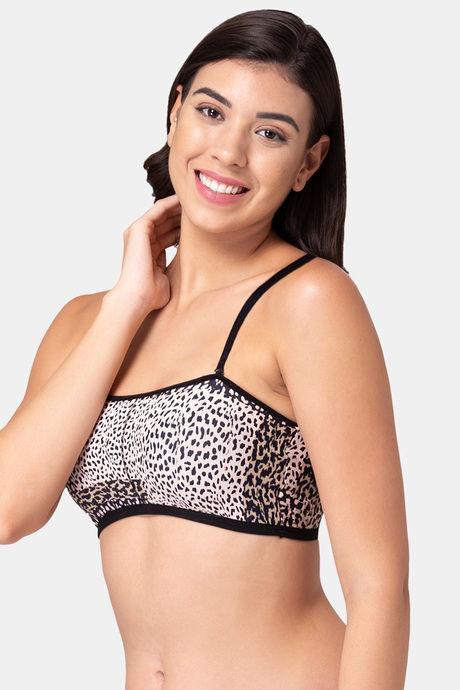 Tweens Padded Non-Wired Full Coverage Tube Bra - White N Black Leopard Print — image 4