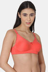 Tweens Single Layered Non Wired Full Coverage Minimiser Bra - Coral — thumbnail 3