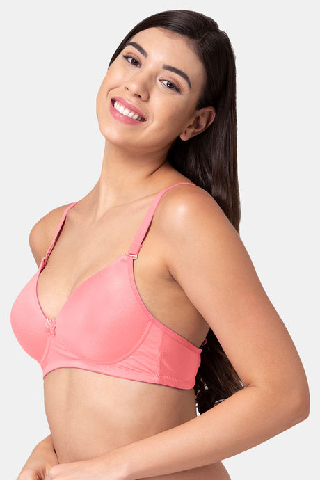 Tweens Padded Non Wired Full Coverage T-Shirt Bra - Coral — image 3