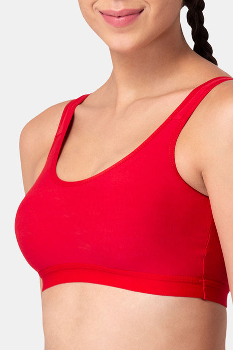 Tweens Medium Impact Non Padded Active Sports Bra - Red — image 4