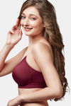 Trylo Single Layered Non-Wired Full Coverage T-Shirt Bra - Maroon — thumbnail 3